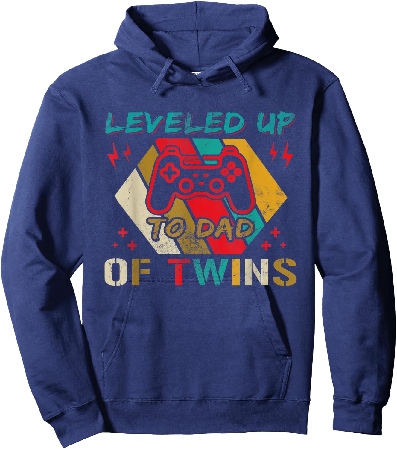 Leveled up to Dad Of Twins Video Gamer Gaming Hoodie - Hoodie | Navy