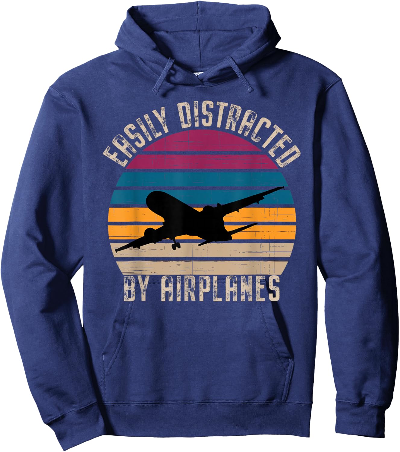 Easily Distracted By Airplanes Aviation Pilot Airplane Lover Hoodie - Hoodie | Navy
