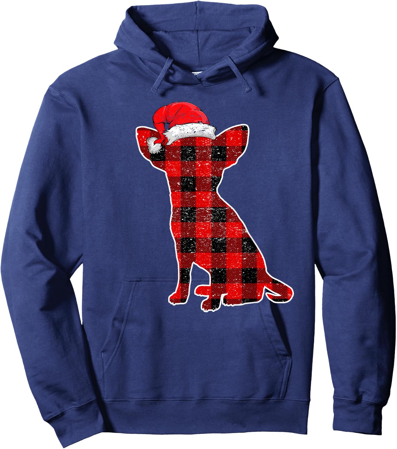 Christmas Plaid Dog Shirt, Christmas Chihuahua Pajama Men Women Kids Hoodie - Hoodie | Navy