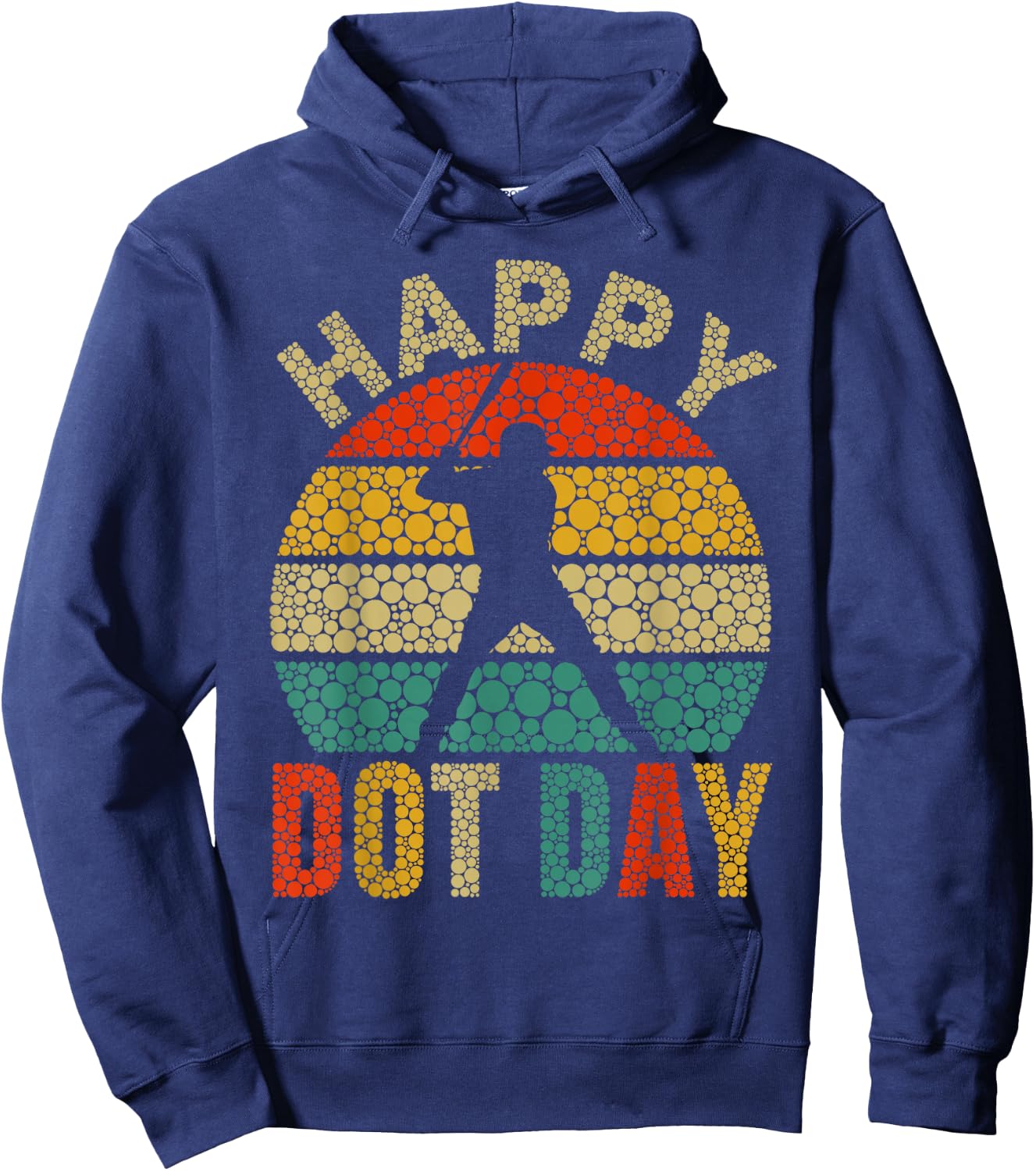 Vintage Baseball Player Polka Dot Happy Dot Day Kids Boys Hoodie - Hoodie | Navy