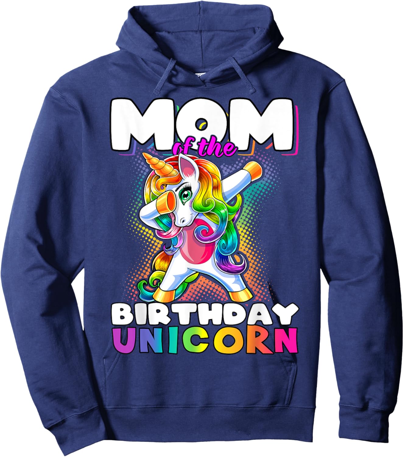 Mom of the Birthday Unicorn Dabbing Unicorn Matching Family Hoodie - Hoodie | Navy