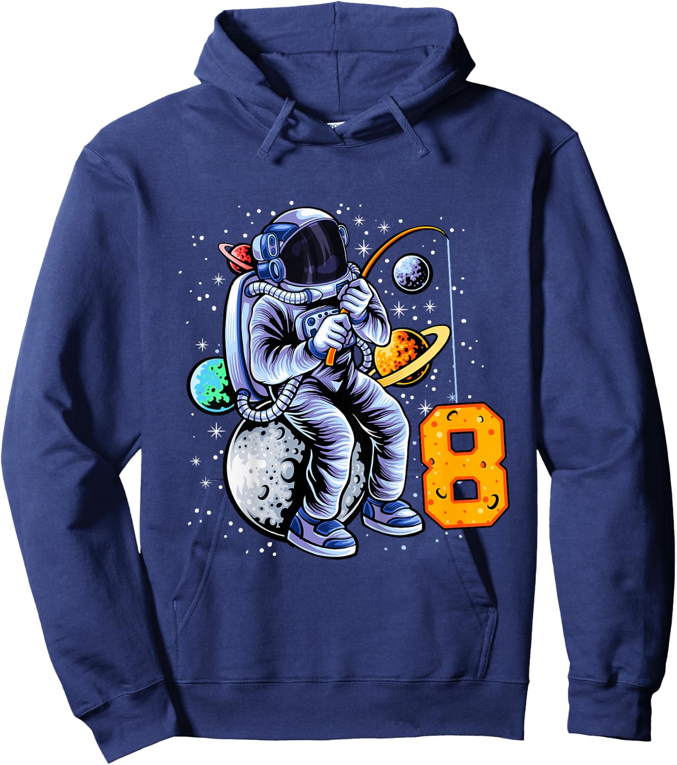 8 Years Old Birthday Boy Astronaut Gifts Space 8th B-Day Hoodie - Hoodie | Navy