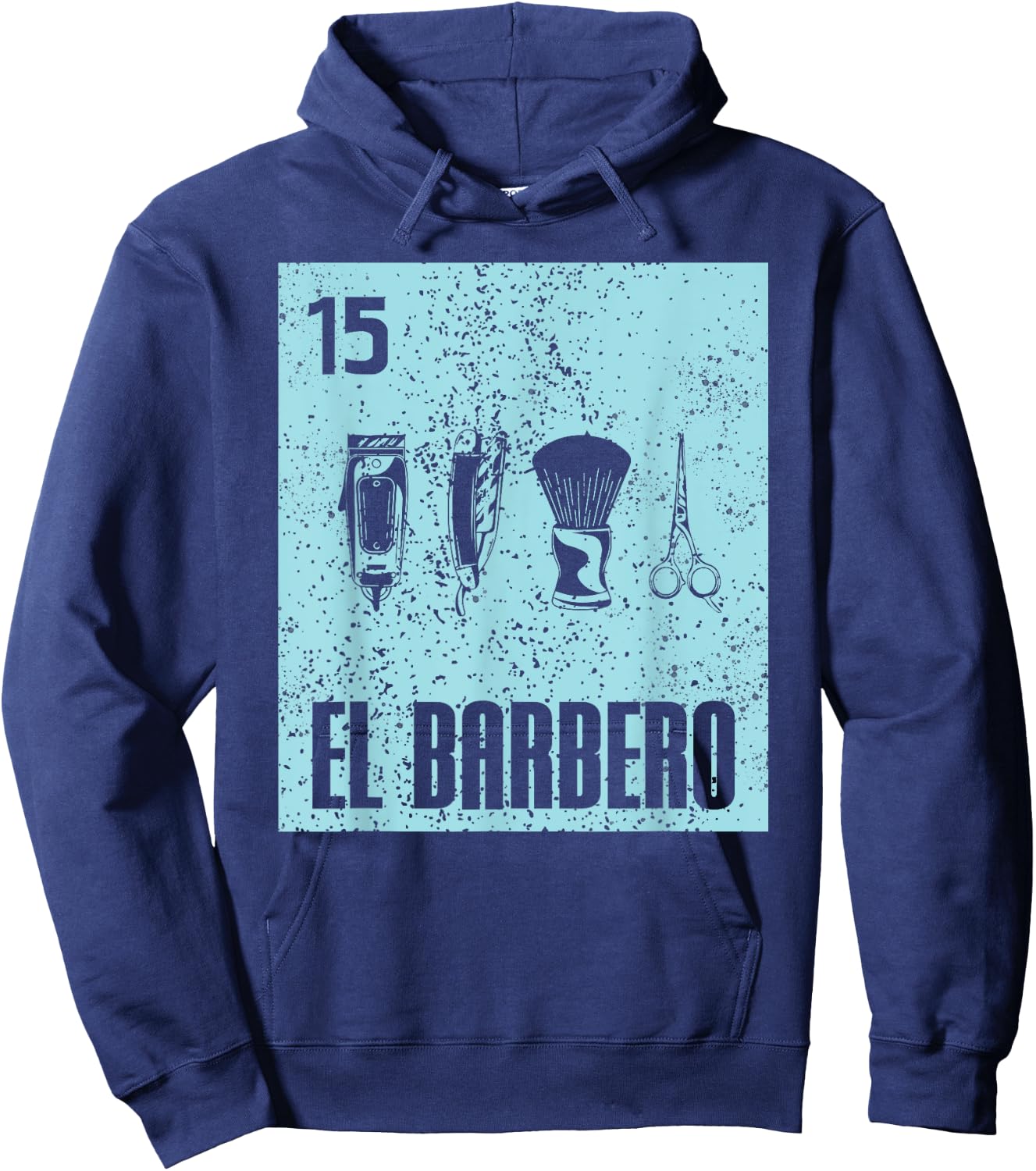 Cool Mexican El Barbero Hairdressers Distressed Barber Cards Hoodie - Hoodie | Navy