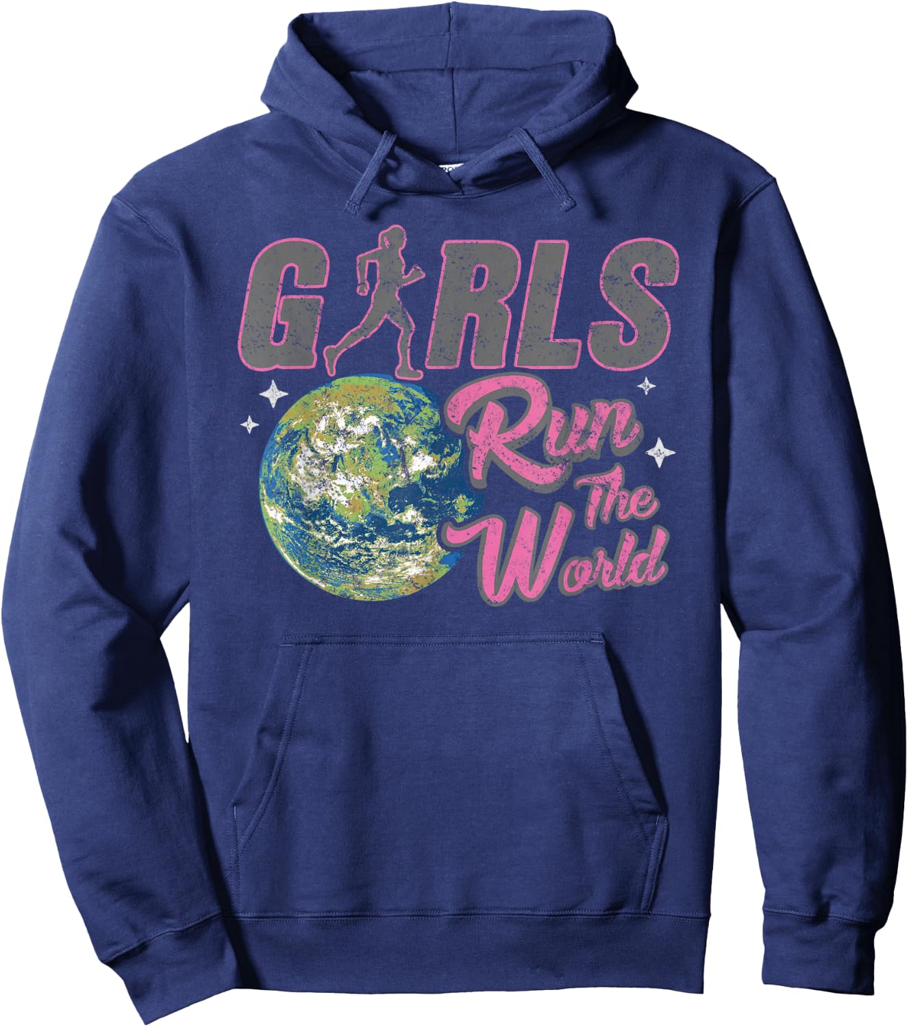 Girls Run The World shirt - Empowering Girls Running Hoodie - Hoodie | Navy