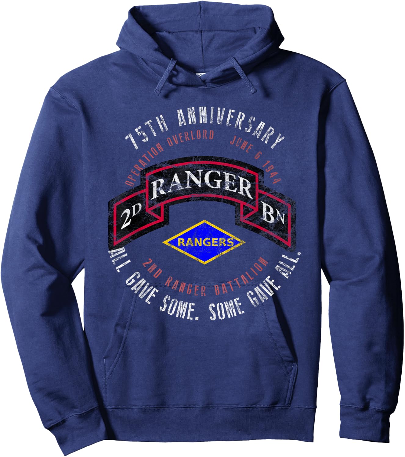 D-Day 75th Anniversary 2nd Ranger Bn. WWII Vintage Hoodie - Hoodie | Navy