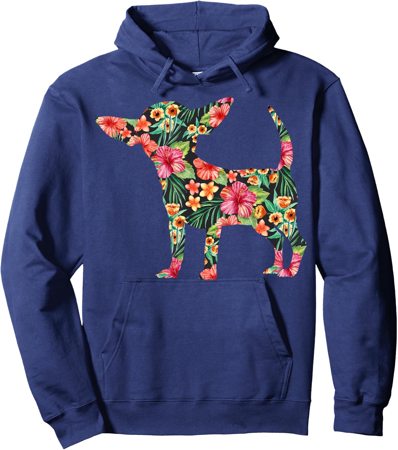 Chihuahua Flower Funny Dog Silhouette Floral Gifts Women Men Hoodie - Hoodie | Navy