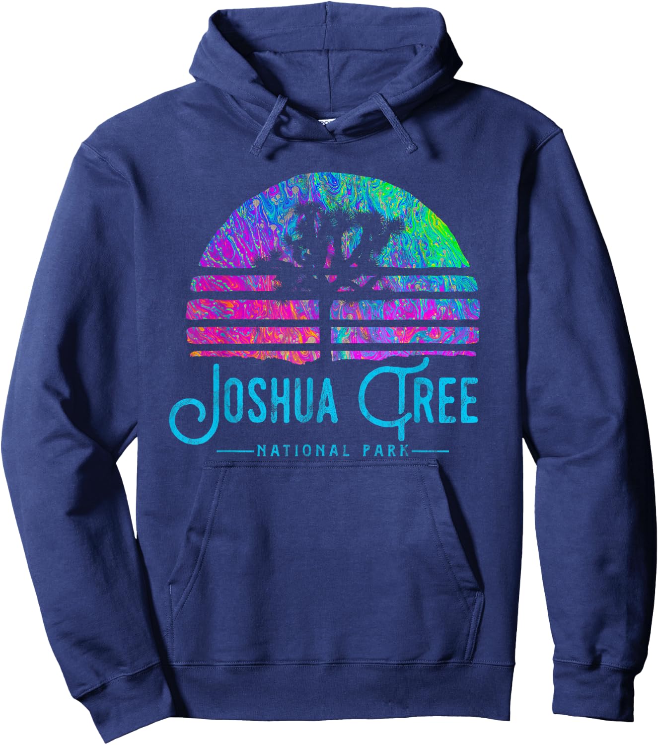 Joshua Tree National Park Psychedelic Festival Vibe Graphic Hoodie - Hoodie | Navy