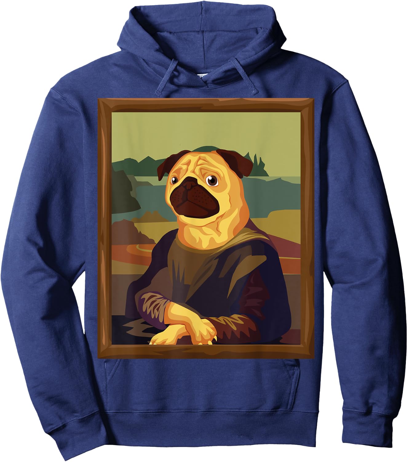 Funny Mona Lisa Pug Art Parody Hoodie - Hoodie | Navy
