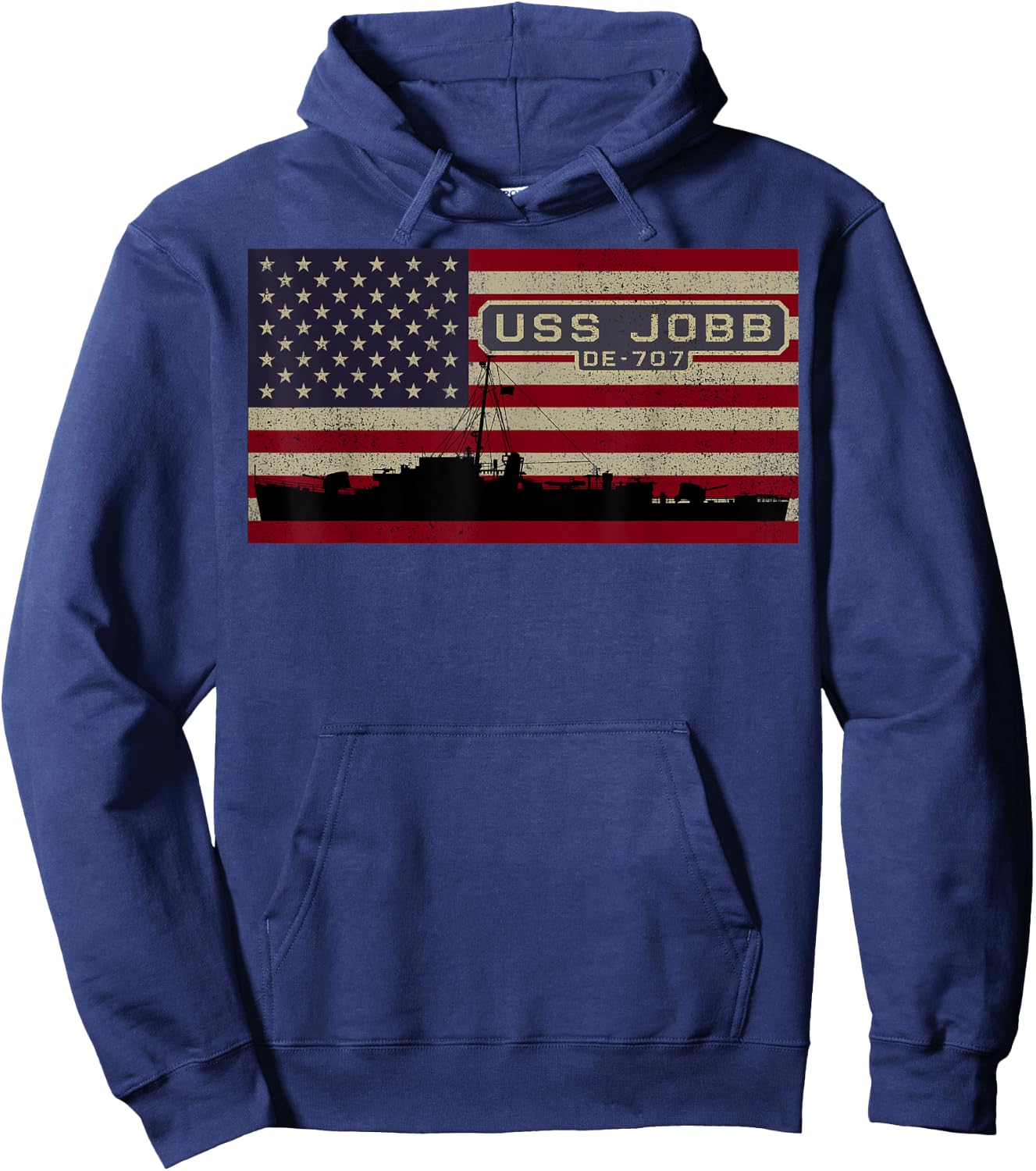 USS Jobb DE-707 WW2 Ship American Flag Women Kids Men Hoodie - Hoodie | Navy