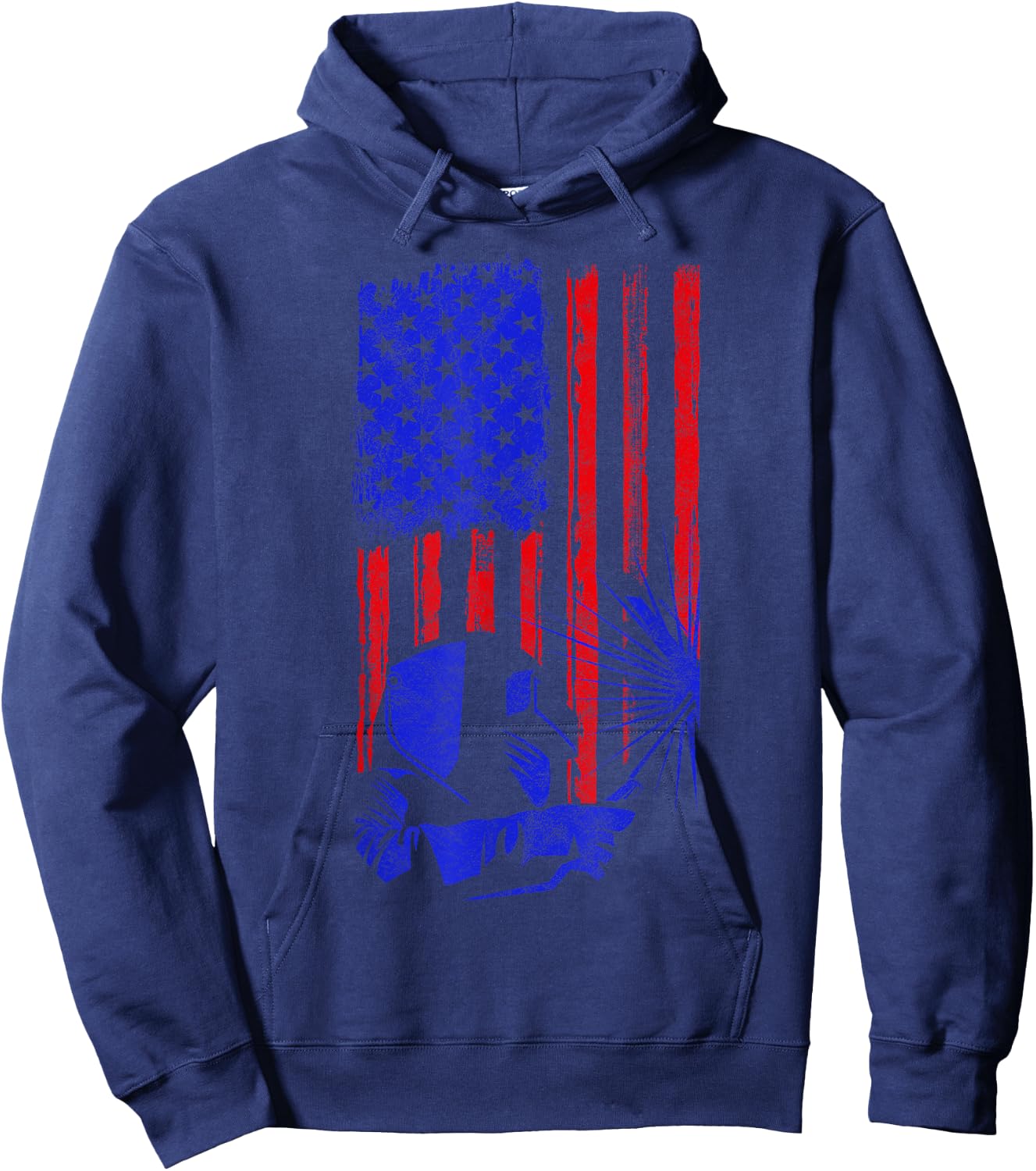 Welder American Flag Welding Gift Usa Patriotic Helmet Women Kids Men Hoodie - Hoodie | Navy