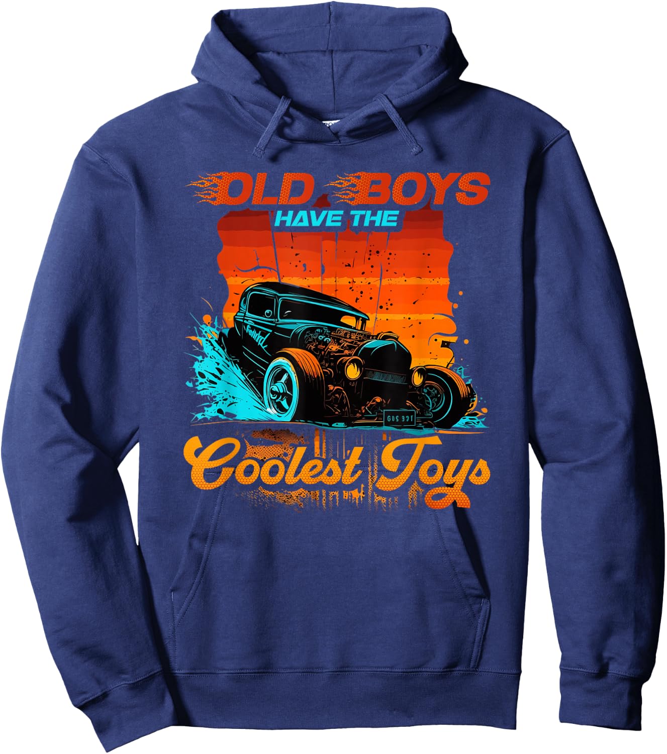 Hot Rod Grandpa Old Boys Coolest Toys, Retro Vintage Rat Rod Hoodie - Hoodie | Navy