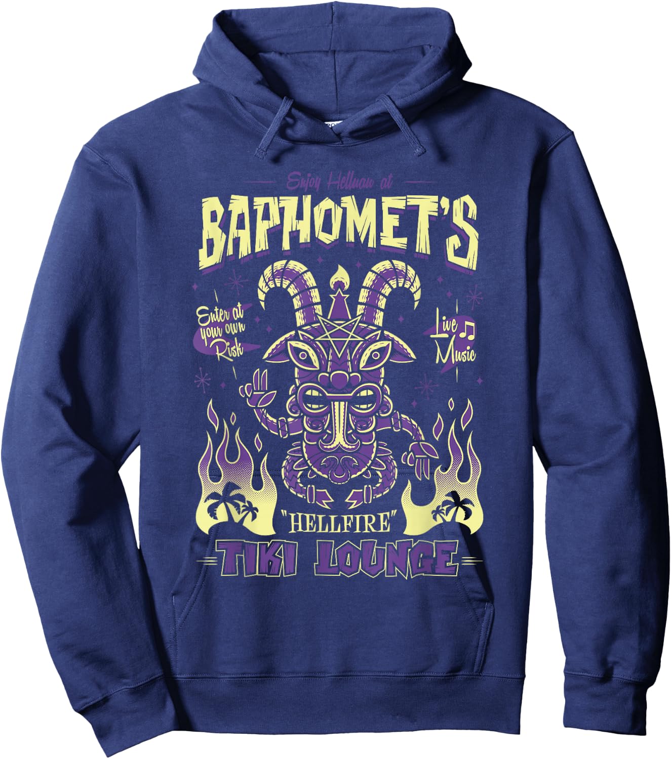 Baphomet Tiki Lounge - Goth - Surfing Holiday Hoodie - Hoodie | Navy