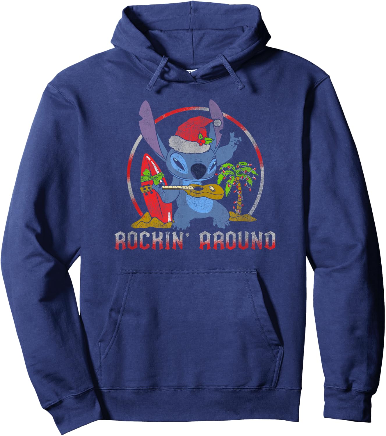 Disney Lilo & Stitch Christmas Rockin' Around Music Hoodie - Hoodie | Navy