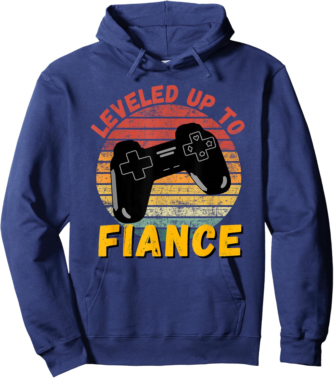 Leveled Up To Fiance Funny Gaming Newly Engaged Couple Gift Hoodie - Hoodie | Navy