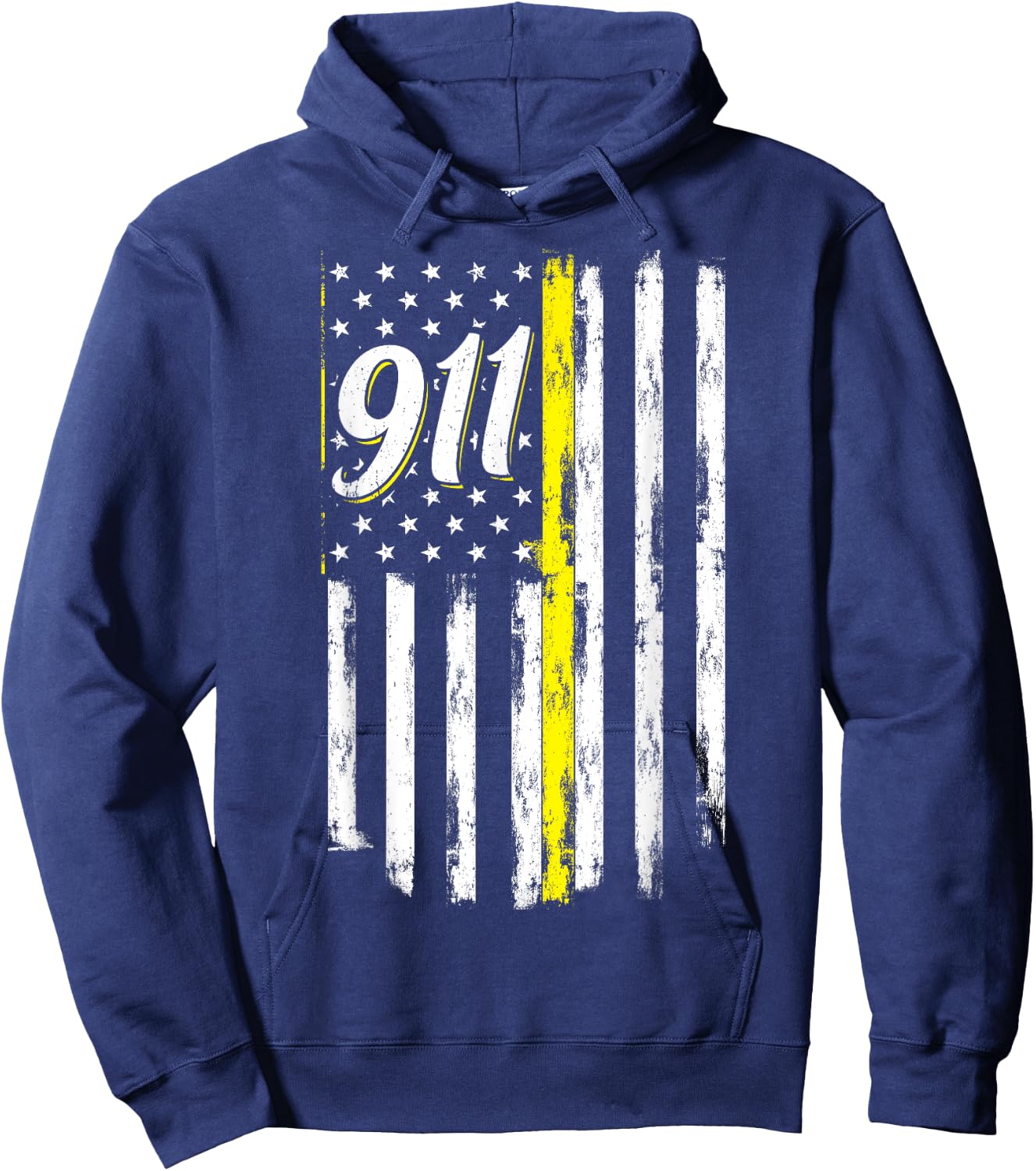 911 Dispatcher Thin Yellow Line Police USA Flag Hoodie - Hoodie | Navy