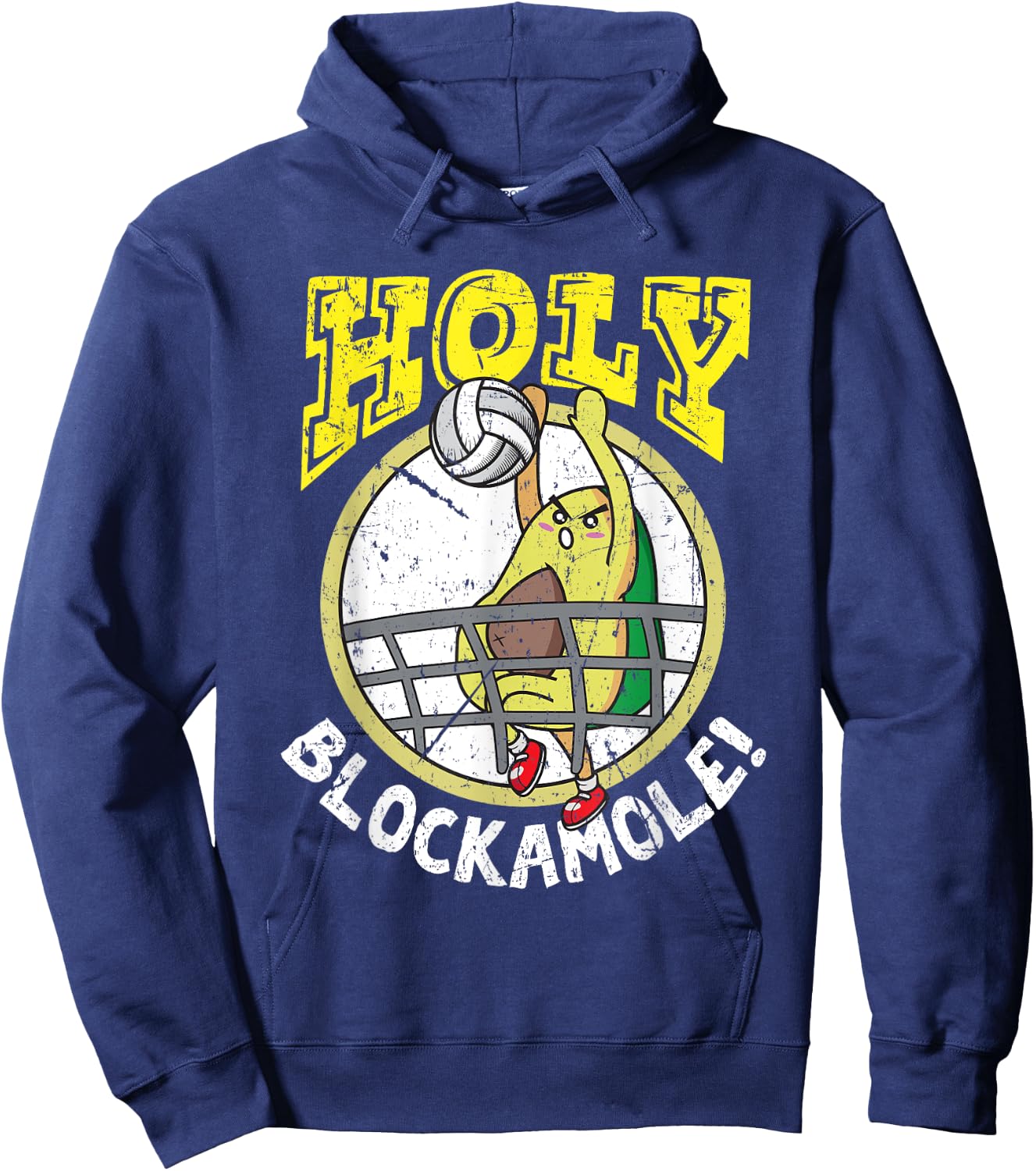 Holy Blockamole Funny Volleyball Block Avocado Design Hoodie - Hoodie | Navy