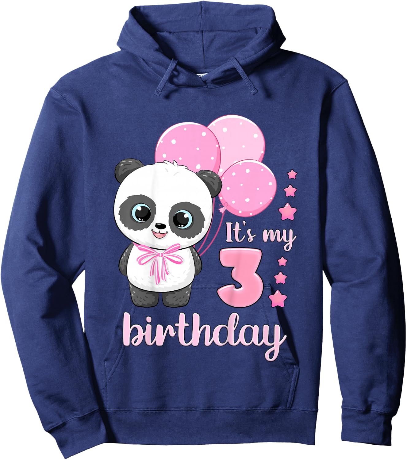 Birthday Girl 3 Panda Pink Balloons Hoodie - Hoodie | Navy