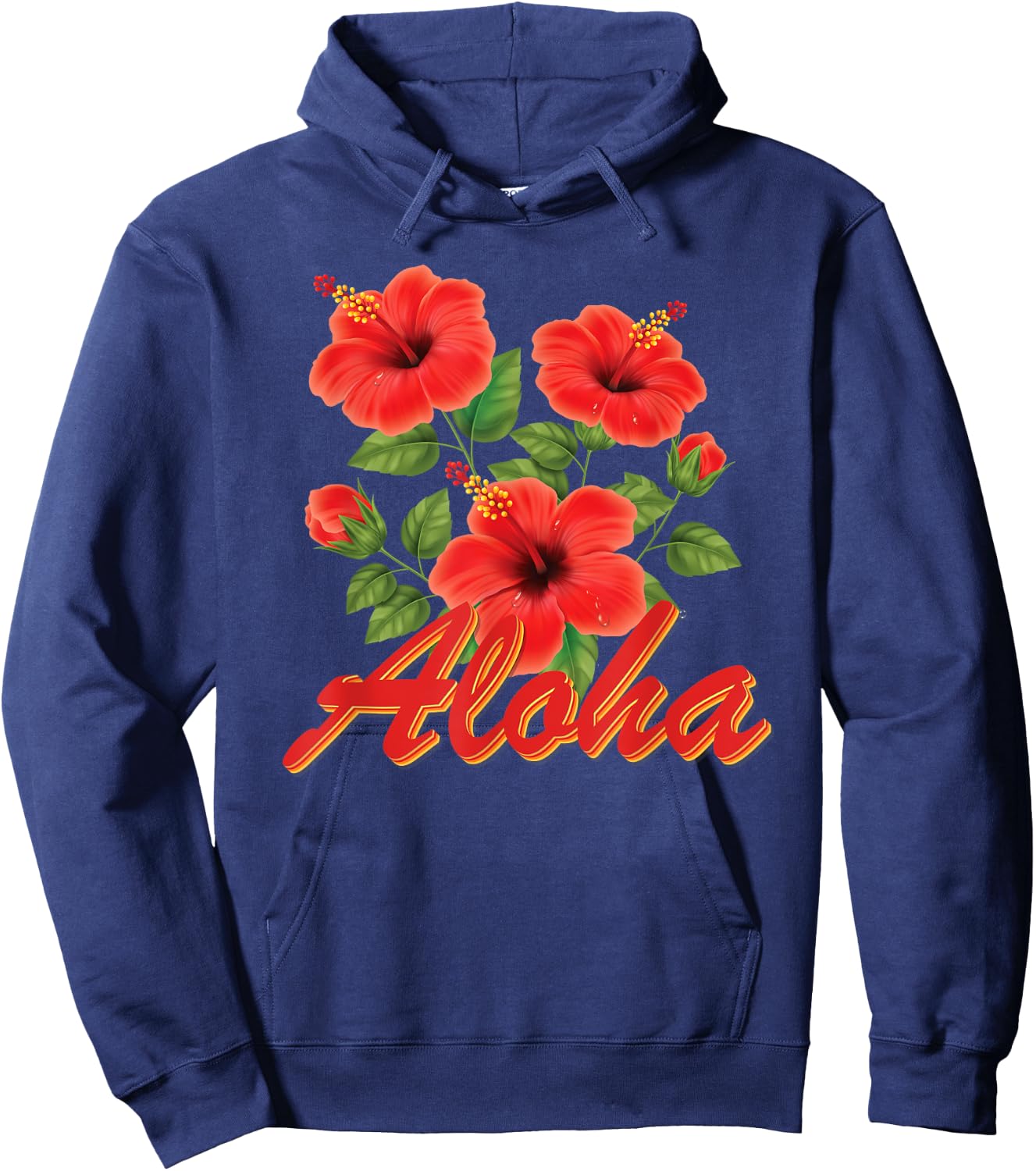 Aloha Hawaii Red Hibiscus Hoodie - Hoodie | Navy