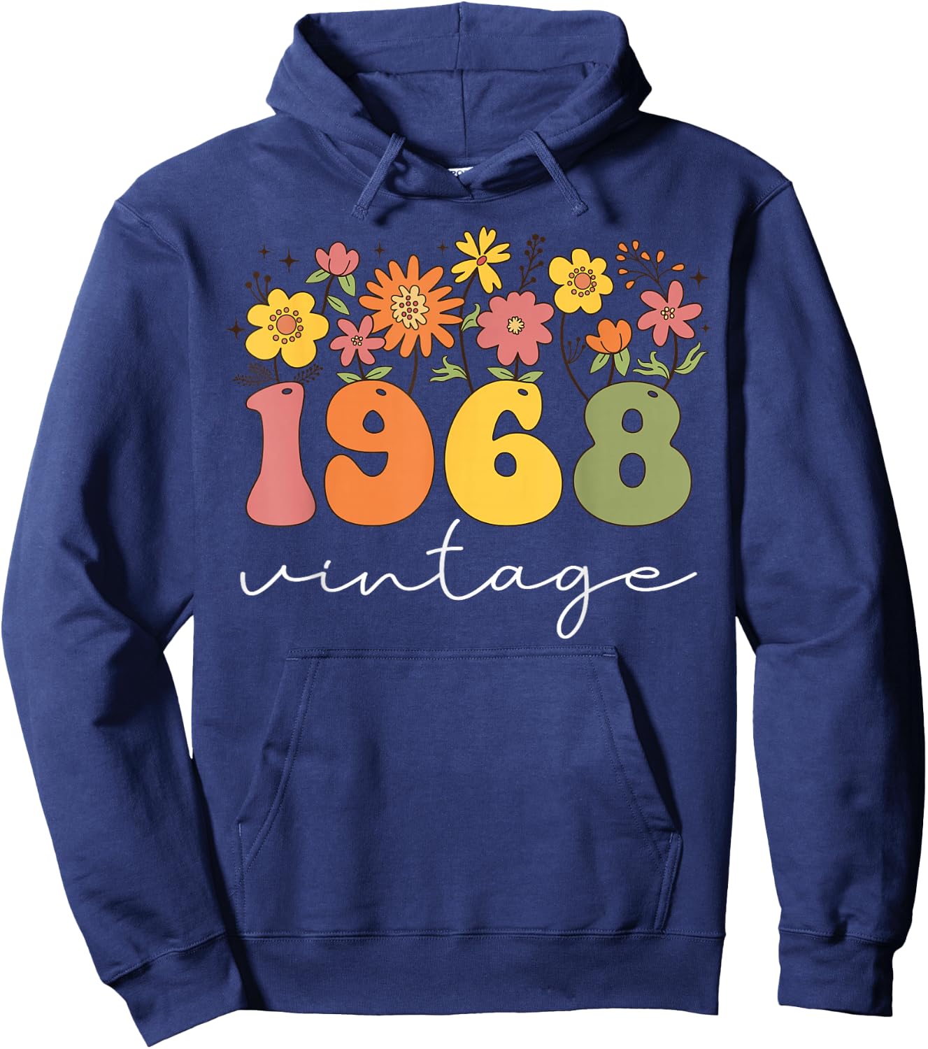 1968 Vintage Floral 55th Birthday Women Girls Wildflower Hoodie - Hoodie | Navy