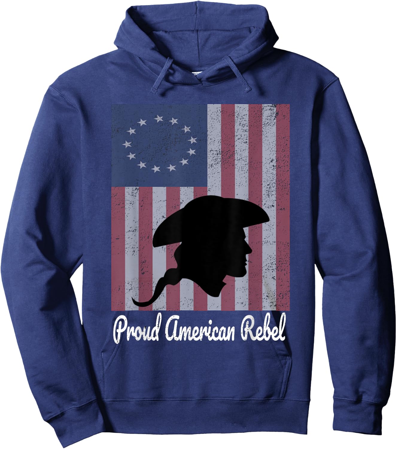 Betsy Ross 1776 Colonial Battle Flag Proud American Rebel Hoodie - Hoodie | Navy