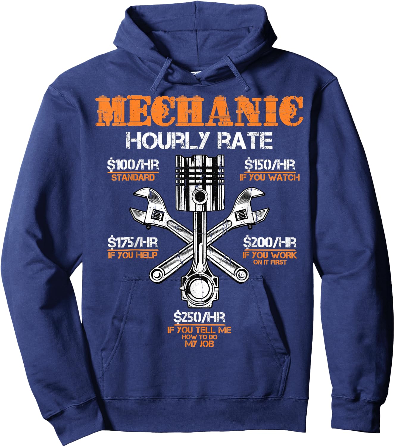 Funny Mechanic Hourly Rate Gift Shirt Labor Rates Hoodie - Hoodie | Navy