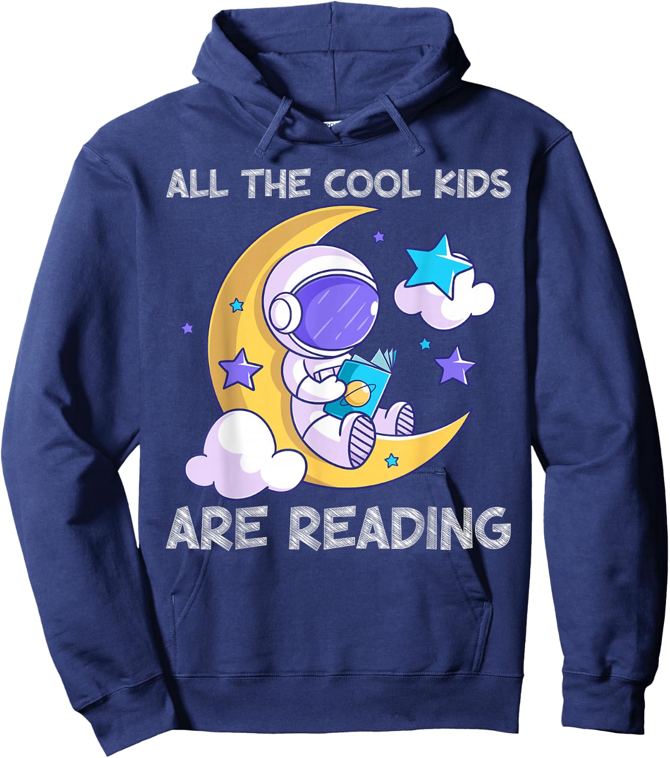 All the Cool Kids Are Reading Astronaut Space Book Lover Hoodie - Hoodie | Navy