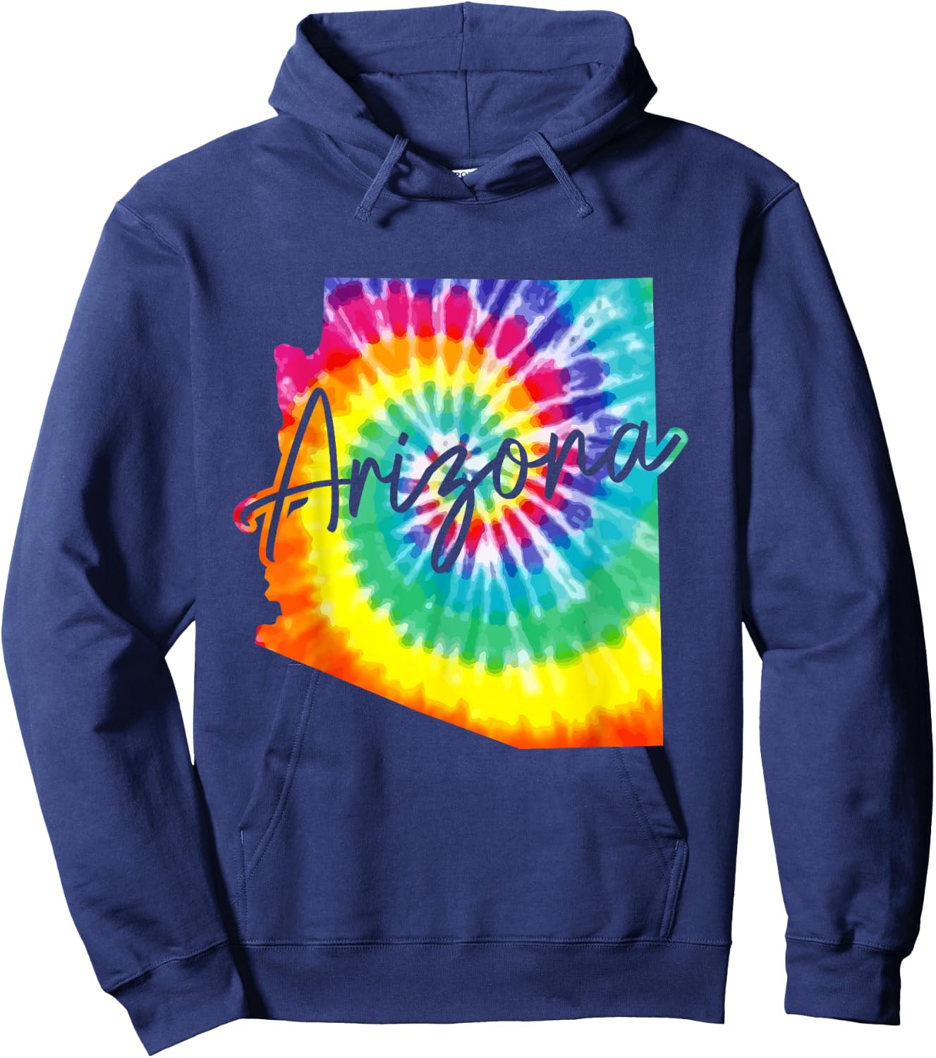 Arizona Tie Dye State Map Pride Hippie Vintage Retro Hoodie - Hoodie | Navy