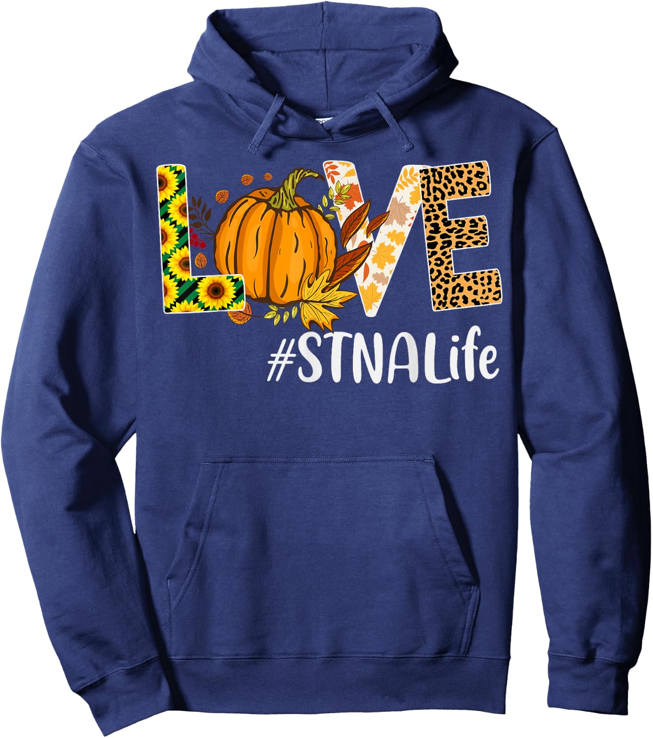 STNA Life Love Fall Pumpkin leopard Halloween Autumn Hoodie - Hoodie | Navy