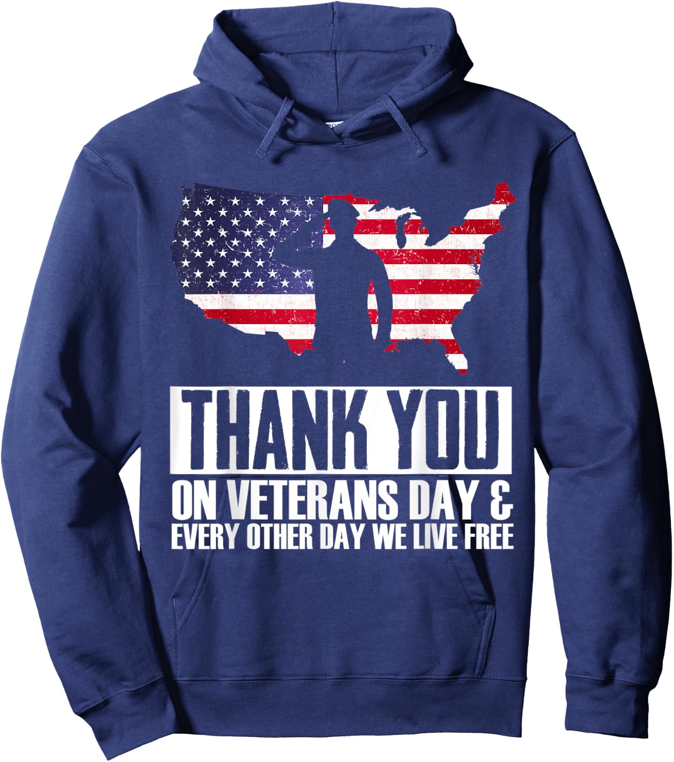 Thank You Every Day We Live Free Patriotic Veterans Day Hoodie - Hoodie | Navy
