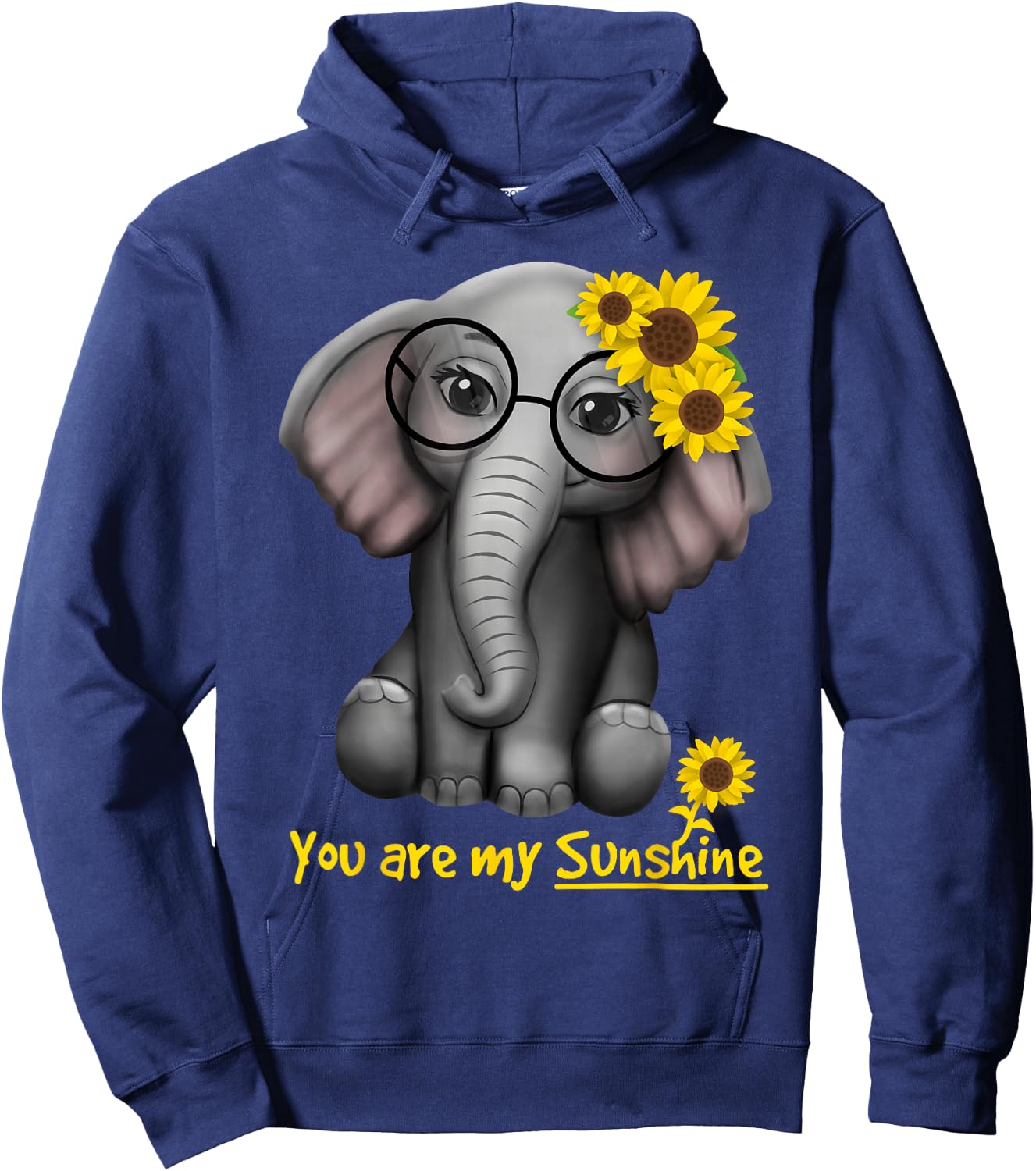 You Are My Sunshine Elephants Sunflowers Clothes Elephant Hoodie - Hoodie | Navy