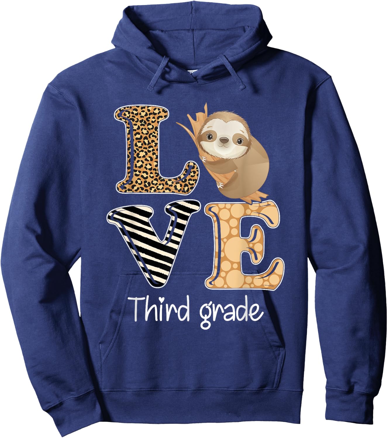 Love Third Grade Sloth 3rd Grade Teacher Back To School Hoodie - Hoodie | Navy