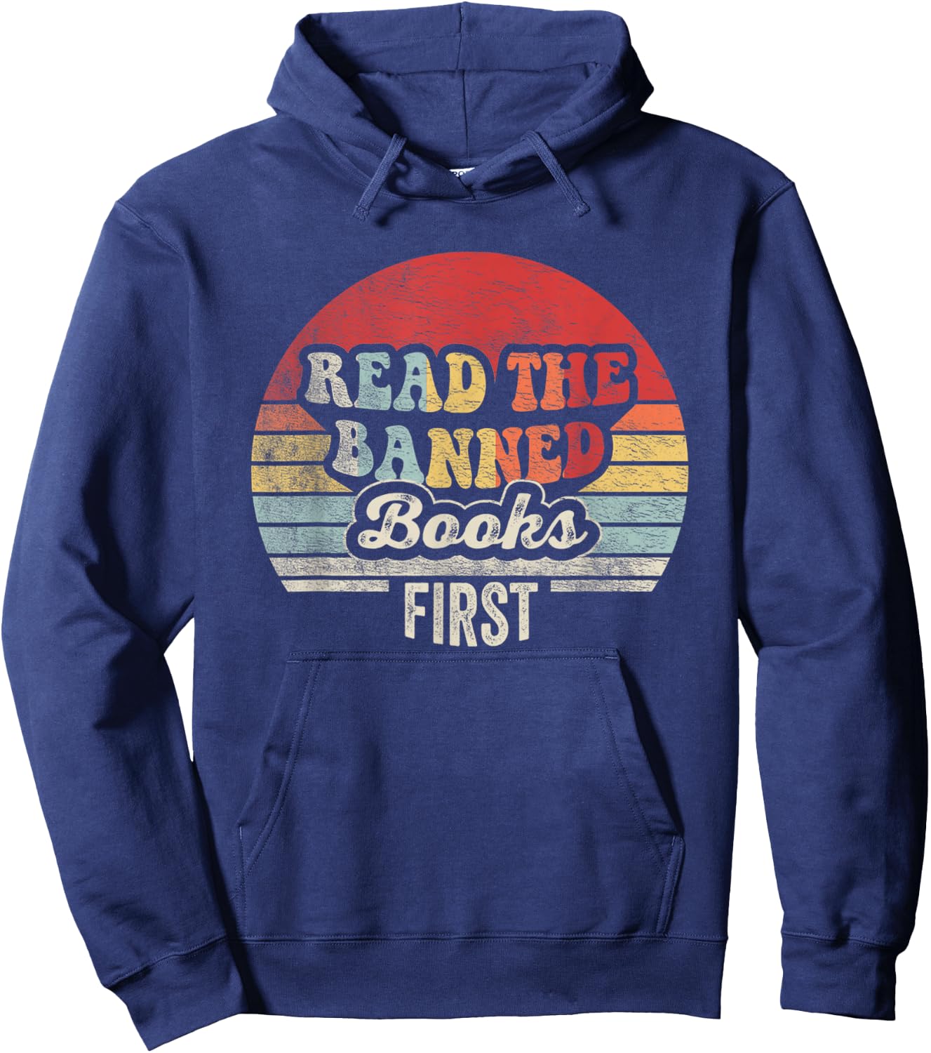 NICE 'N COOL Retro Vintage Read Banned Books First Teacher Librarian , Small, Black Hoodie - Hoodie | Navy