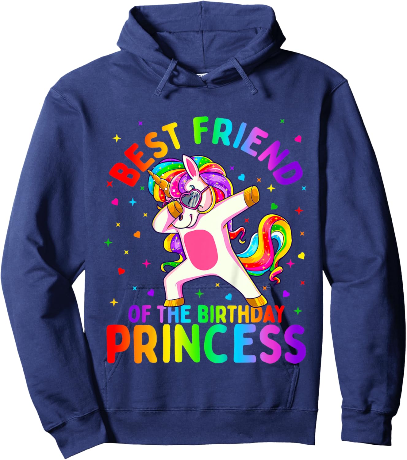 Best Friend of the Birthday Princess Girl Dabbing Unicorn Hoodie - Hoodie | Navy