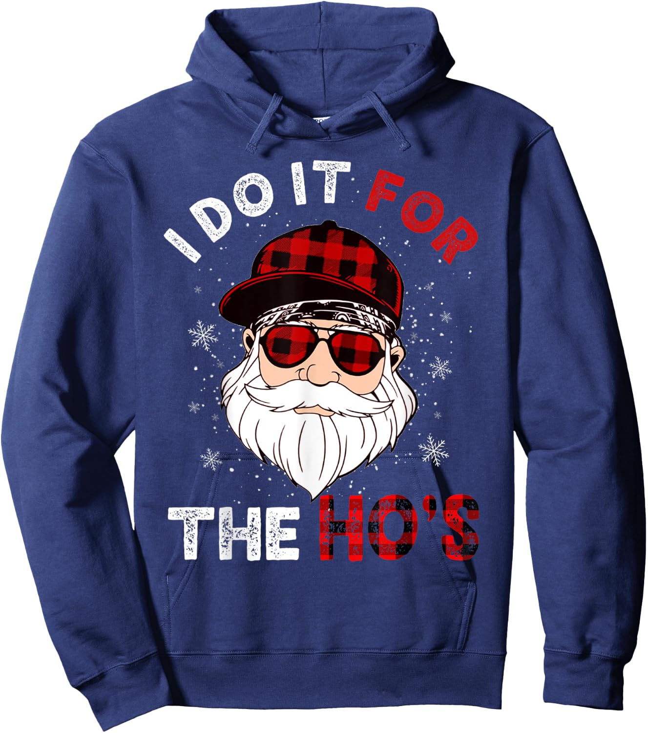 I Do It For The Ho's Funny Buffalo Plaid Christmas Men Santa Hoodie - Hoodie | Navy