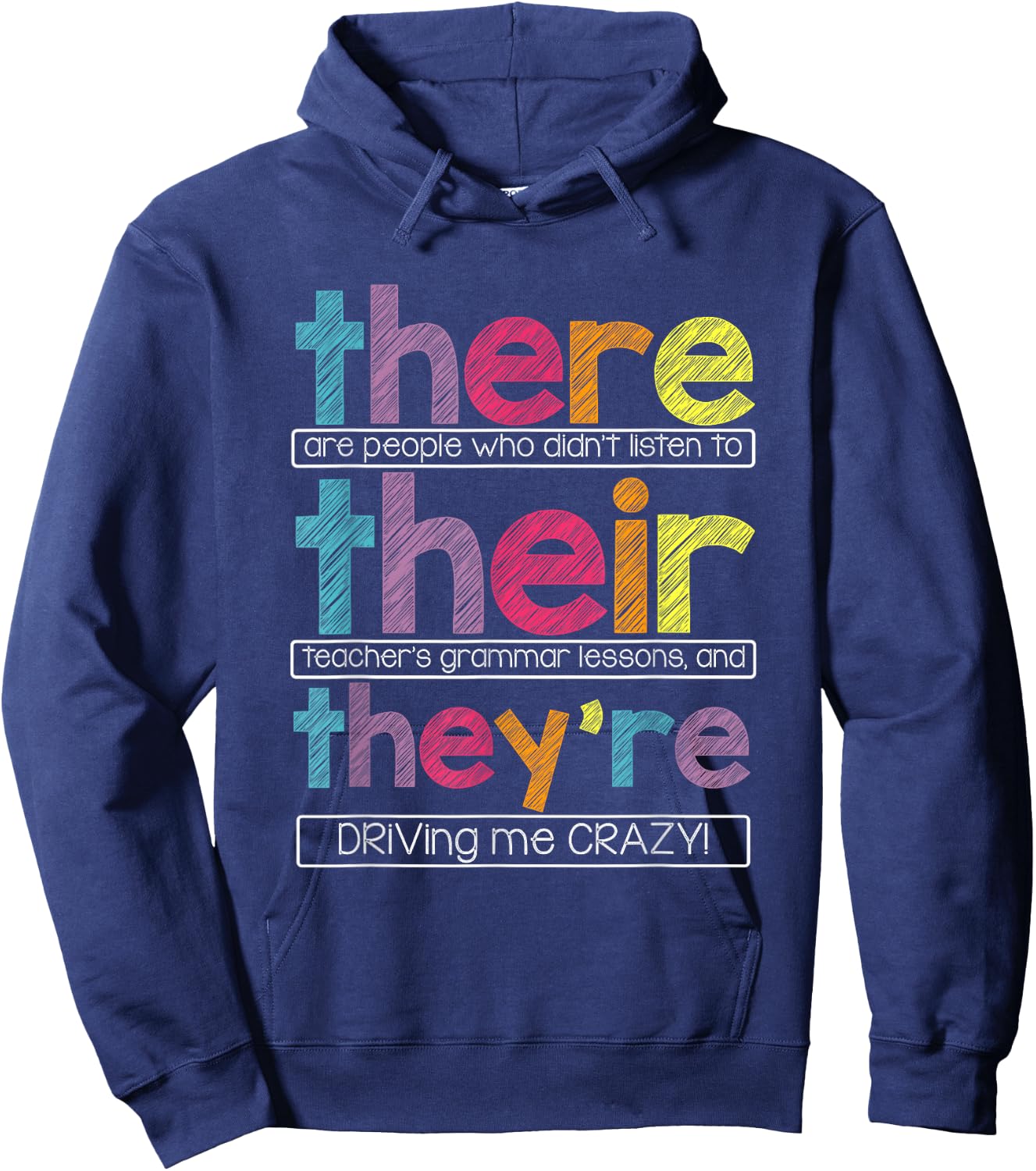 There Their They're English Grammar Teacher Funny Humor Small Hoodie - Hoodie | Navy
