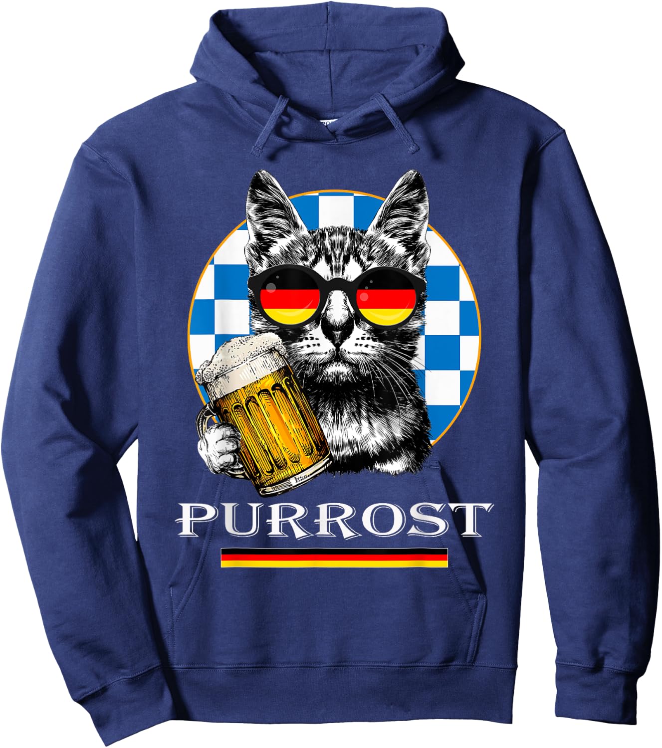 Cat Purrost Oktoberfest Vintage Drinking Kitty Kitten Beer Hoodie - Hoodie | Navy