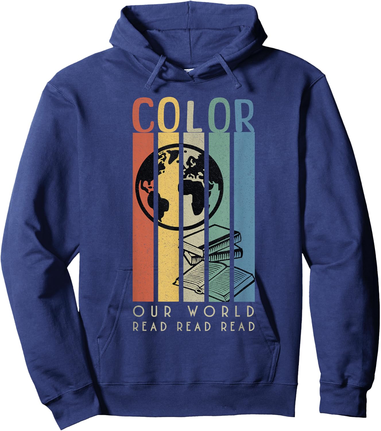 Color Our World READ Globe and Books Hoodie - Hoodie | Navy