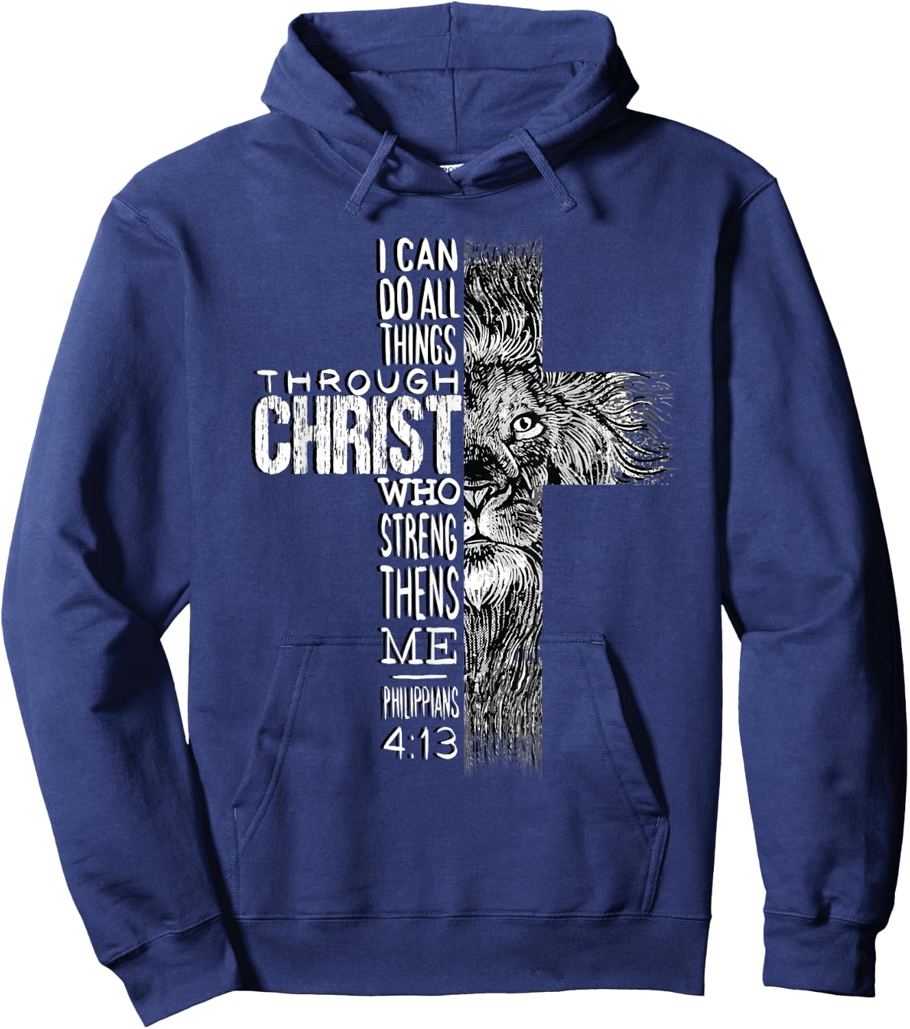 Christian Jesus Lion of Tribe Judah Cross Lion of Judah Hoodie - Hoodie | Navy