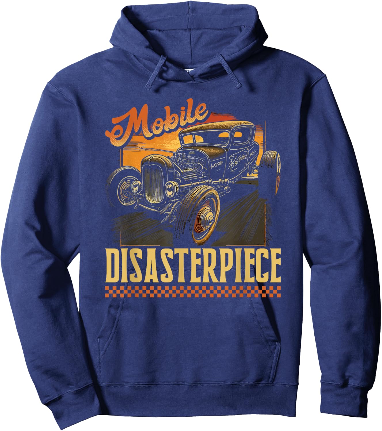 Hot Rod Rusty Car, Mobile Disasterpiece, Vintage Rat Rod Hoodie - Hoodie | Navy