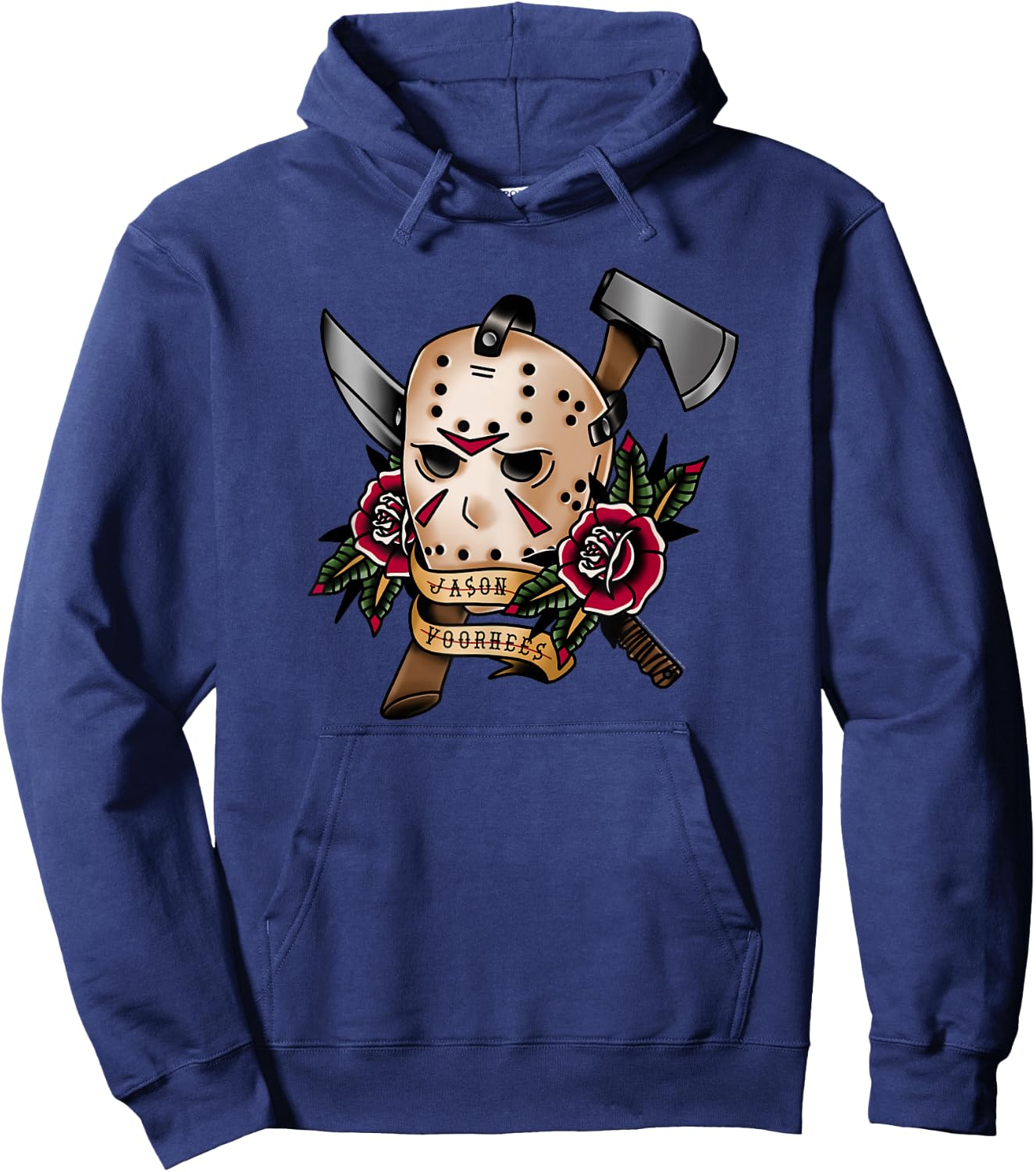 Friday The 13th Jason Classical Art Tattoo Style Hoodie - Hoodie | Navy