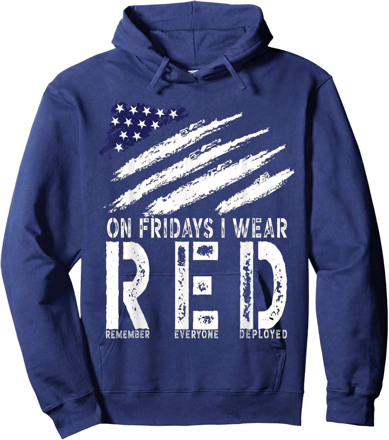 On Fridays I Wear Red USA Support American Troops Hoodie - Hoodie | Navy