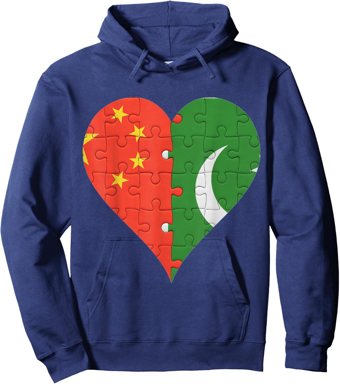 Chinese Pakistani Flag Heart Hoodie - Hoodie | Navy