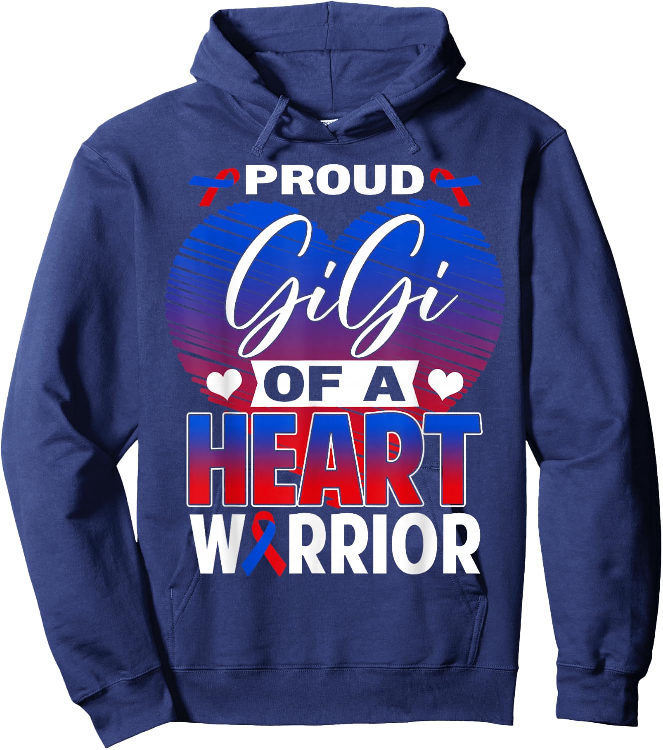 Proud Gigi of A Heart Warrior CHD Awareness Month Hoodie - Hoodie | Navy