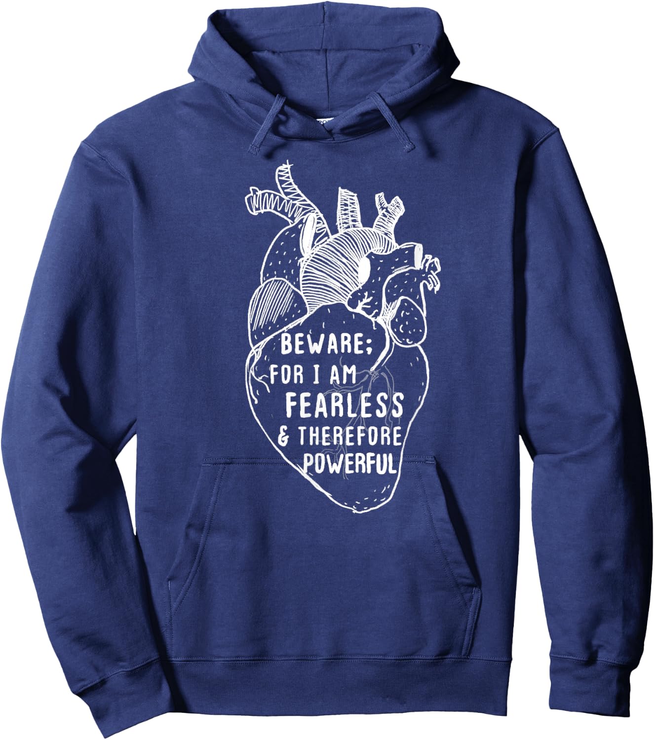 Beware For I Am Fearless & Powerful Frankenstein Quote Heart Hoodie - Hoodie | Navy