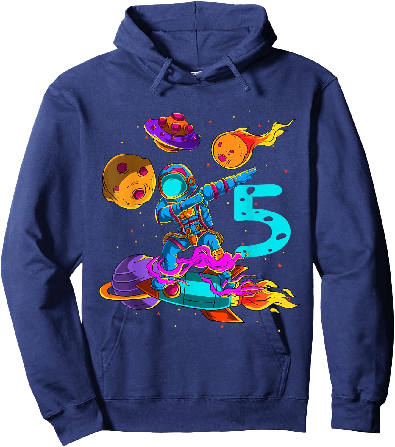 5 years Birthday Boy Astronaut 5th Birthday Boys Astronaut Hoodie - Hoodie | Navy