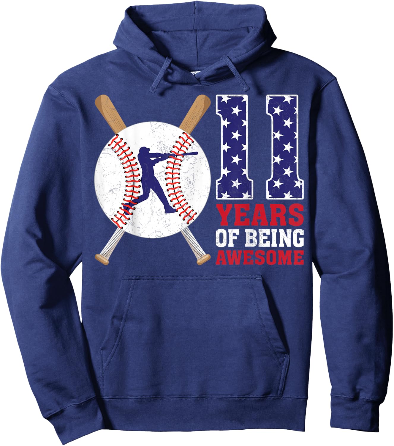 11 Years Old Baseball Player 11th Birthday Party Girls Boys Hoodie - Hoodie | Navy