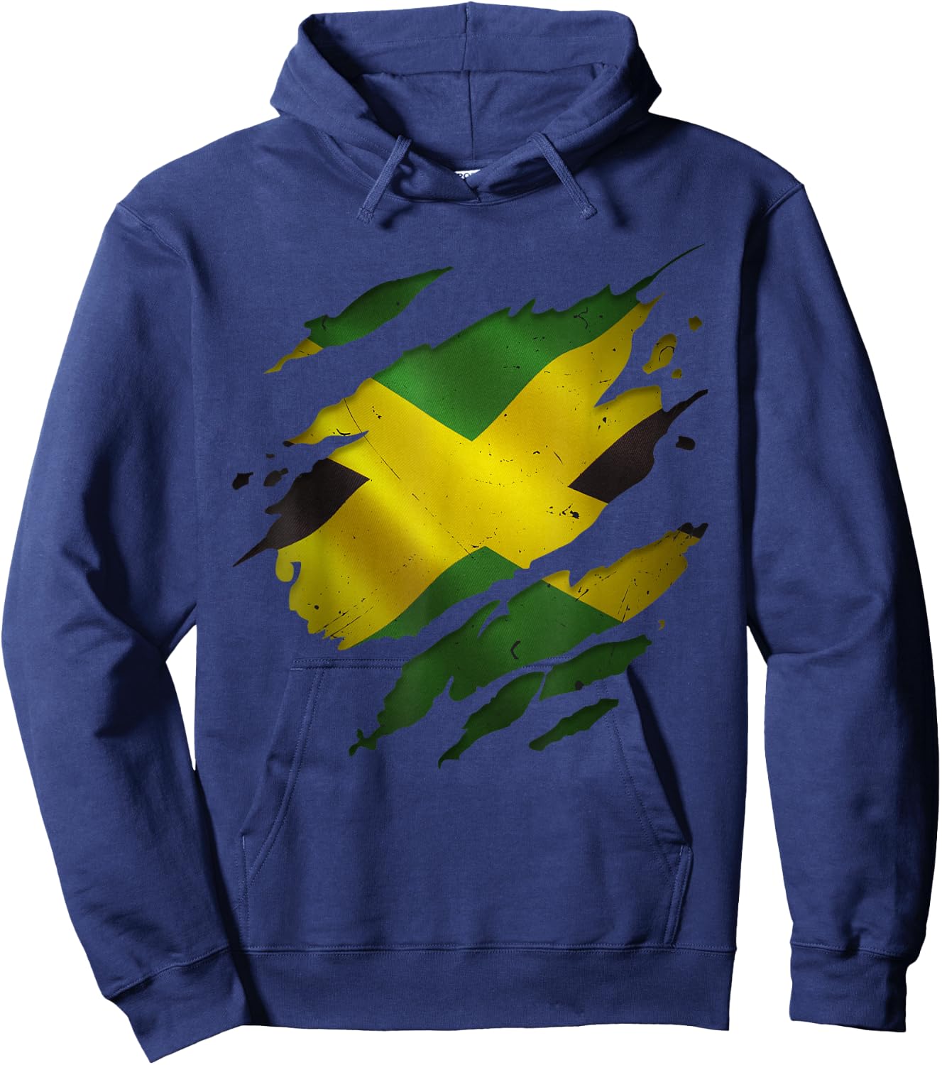 Jamaica Flag Ripped Scratch Heritage Culture Proud Jamaican Hoodie - Hoodie | Navy