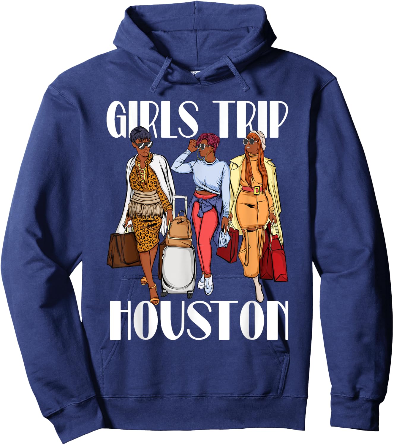 Girls Trip Houston Vacation Weekend Black Women Hoodie - Hoodie | Navy