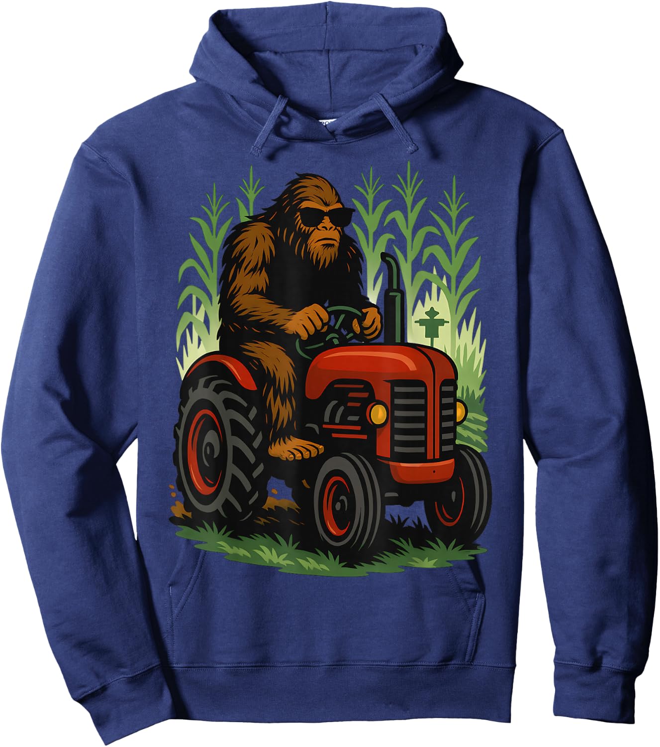 Funny Bigfoot Farmer Tractor Farming Farm Men Boys Hoodie - Hoodie | Navy