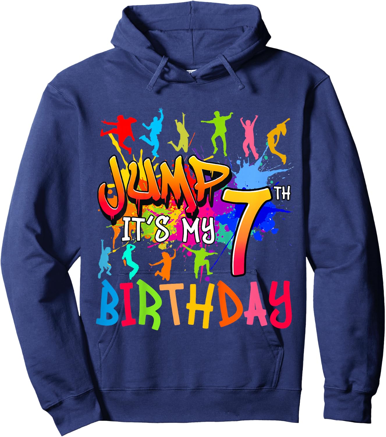 Let's Jump It's My 7th Birthday Trampoline Bday Matching Hoodie - Hoodie | Navy